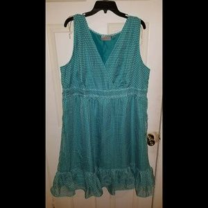 Avenue Turquoise and White Polka Dot Dress